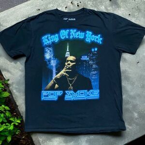 Pop Smoke Official Merch King Of New York Woo Black T-Shirt Men's Medium